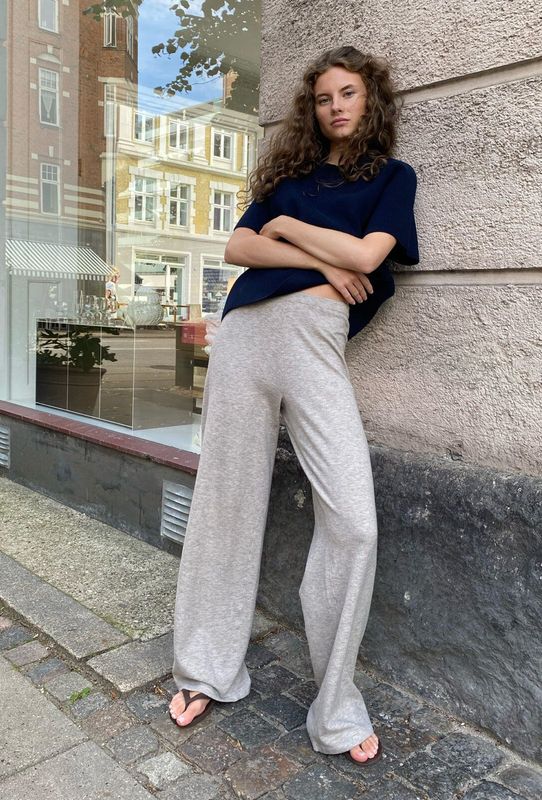 Geifa Knit Pants Beige Melange