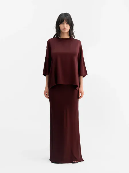 Hovedbilde Tess Silk Tee Burgundy
