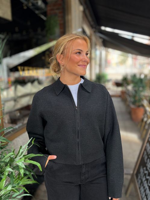 Hovedbilde Svea Zip Cardigan Dark Grey Melange