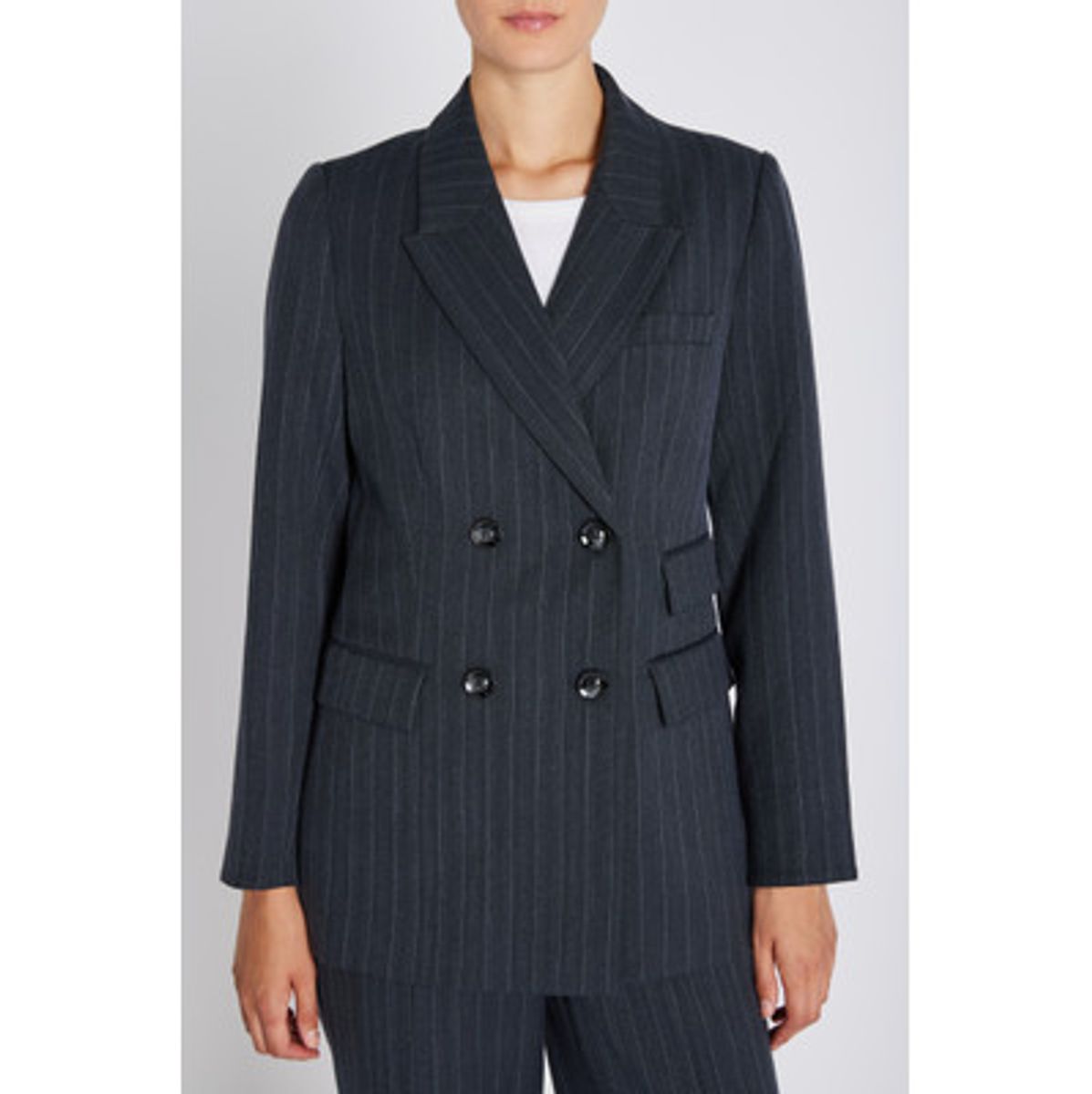 Apricot Linda Blazer Blue Pinstripe